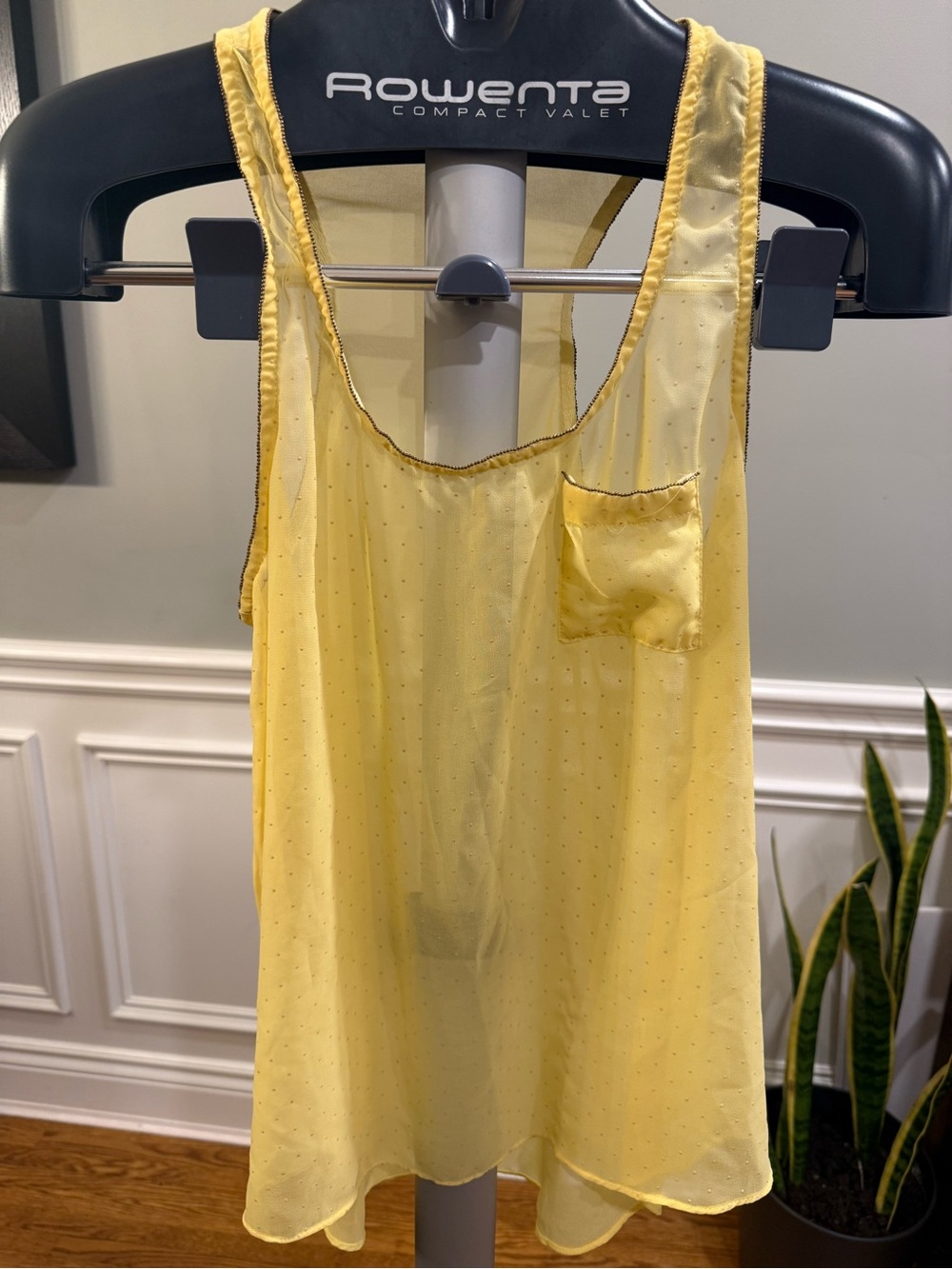 Sophia Yellow Swiss Dot Beaded Racerback Tank Top M